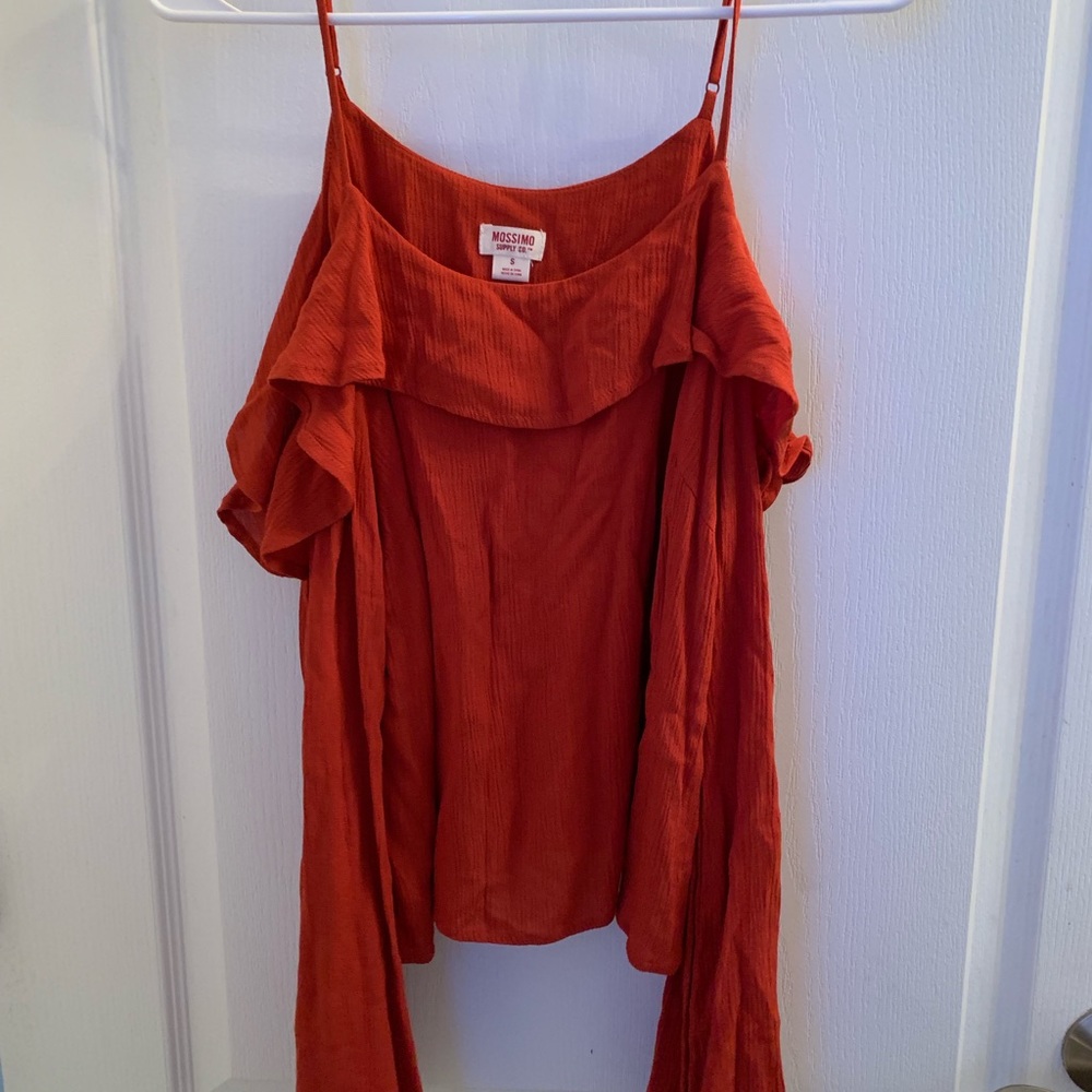 Off the shoulder bell sleeve shirt